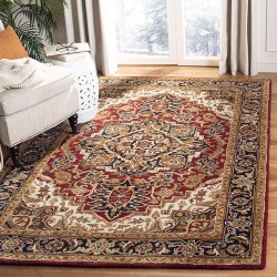 Classic Collection Area Rug - 8'3" x 11', Red & Navy, Handmade Traditional Oriental Wool, Ideal for High Traffic Areas in Living Room, Bedroom (CL763B)