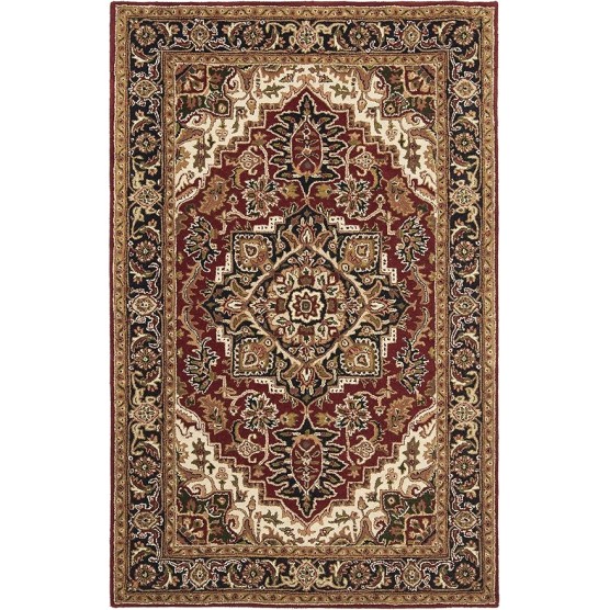 Classic Collection Area Rug - 8'3" x 11', Red & Navy, Handmade Traditional Oriental Wool, Ideal for High Traffic Areas in Living Room, Bedroom (CL763B)