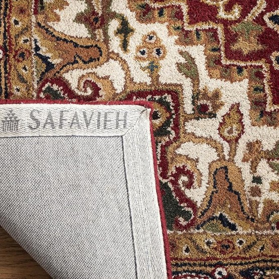 Classic Collection Area Rug - 8'3" x 11', Red & Navy, Handmade Traditional Oriental Wool, Ideal for High Traffic Areas in Living Room, Bedroom (CL763B)
