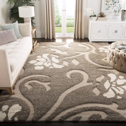 Florida Shag Collection Area Rug - 8' x 10', Smoke & Beige, Floral Design, Non-Shedding & Easy Care, 1.2-inch Thick Ideal for High Traffic Areas in Living Room, Bedroom (SG464-7913)