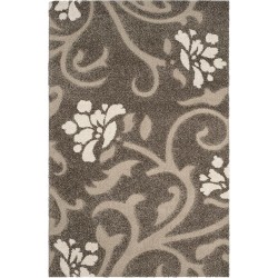 Florida Shag Collection Area Rug - 8' x 10', Smoke & Beige, Floral Design, Non-Shedding & Easy Care, 1.2-inch Thick Ideal for High Traffic Areas in Living Room, Bedroom (SG464-7913)