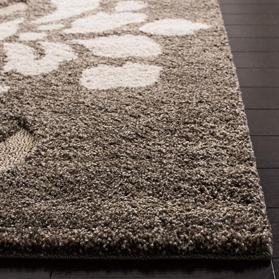 Florida Shag Collection Area Rug - 8' x 10', Smoke & Beige, Floral Design, Non-Shedding & Easy Care, 1.2-inch Thick Ideal for High Traffic Areas in Living Room, Bedroom (SG464-7913)