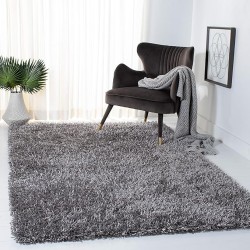 New Orleans Shag Collection Area Rug - 8' x 10', Grey & Grey, Handmade, 1.6-inch Thick Ideal for High Traffic Areas in Living Room, Bedroom (SG531-8080)
