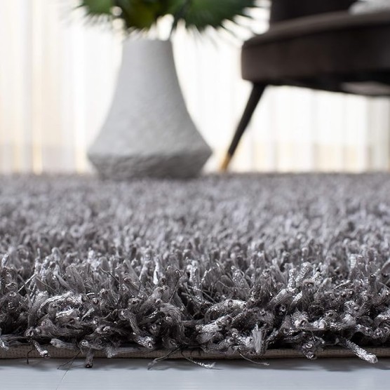 New Orleans Shag Collection Area Rug - 8' x 10', Grey & Grey, Handmade, 1.6-inch Thick Ideal for High Traffic Areas in Living Room, Bedroom (SG531-8080)