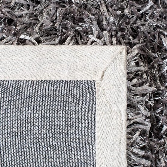 New Orleans Shag Collection Area Rug - 8' x 10', Grey & Grey, Handmade, 1.6-inch Thick Ideal for High Traffic Areas in Living Room, Bedroom (SG531-8080)