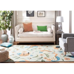 Blossom Collection Area Rug - 8'9" x 12', Sage & Multi, Handmade Wool, Ideal for High Traffic Areas in Living Room, Bedroom (BLM676A)