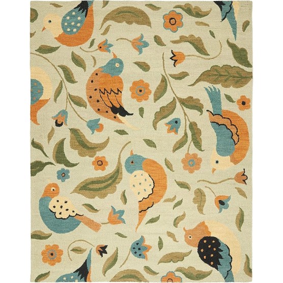 Blossom Collection Area Rug - 8'9" x 12', Sage & Multi, Handmade Wool, Ideal for High Traffic Areas in Living Room, Bedroom (BLM676A)