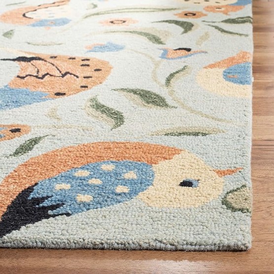 Blossom Collection Area Rug - 8'9" x 12', Sage & Multi, Handmade Wool, Ideal for High Traffic Areas in Living Room, Bedroom (BLM676A)