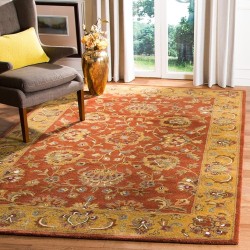 Heritage Collection Area Rug - 9' x 12', Red & Natural, Handmade Traditional Oriental Wool, Ideal for High Traffic Areas in Living Room, Bedroom (HG820A)