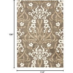 Florida Shag Collection Area Rug - 9'6" x 13', Smoke & Beige, Floral Design, Non-Shedding & Easy Care, 1.2-inch Thick Ideal for High Traffic Areas in Living Room, Bedroom (SG457-7913)