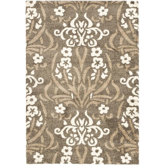 Florida Shag Collection Area Rug - 9'6" x 13', Smoke & Beige, Floral Design, Non-Shedding & Easy Care, 1.2-inch Thick Ideal for High Traffic Areas in Living Room, Bedroom (SG457-7913)