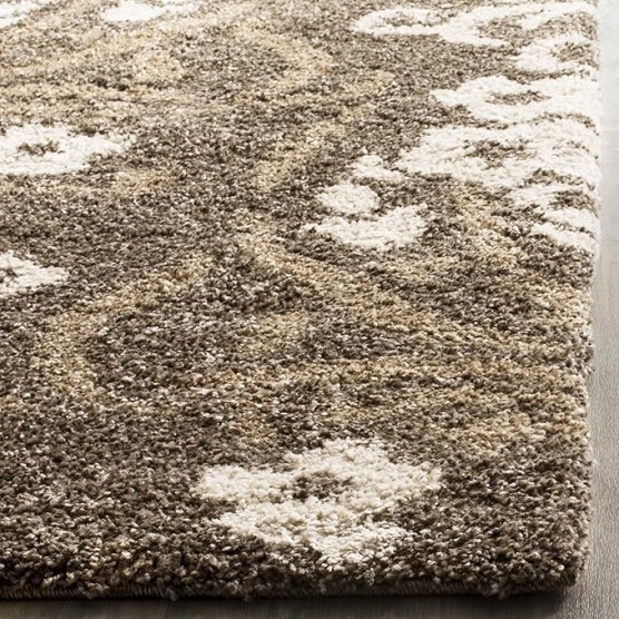 Florida Shag Collection Area Rug - 9'6" x 13', Smoke & Beige, Floral Design, Non-Shedding & Easy Care, 1.2-inch Thick Ideal for High Traffic Areas in Living Room, Bedroom (SG457-7913)