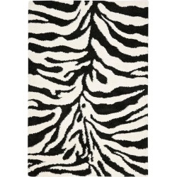 Florida Shag Collection Area Rug - 8'6" x 12', Ivory & Black, Zebra Print Design, Non-Shedding & Easy Care, 1.2-inch Thick Ideal for High Traffic Areas in Living Room, Bedroom (SG452-1290)