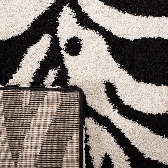 Florida Shag Collection Area Rug - 8'6" x 12', Ivory & Black, Zebra Print Design, Non-Shedding & Easy Care, 1.2-inch Thick Ideal for High Traffic Areas in Living Room, Bedroom (SG452-1290)