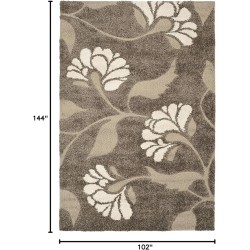 Florida Shag Collection Area Rug - 8'6" x 12', Smoke & Beige, Floral Design, Non-Shedding & Easy Care, 1.2-inch Thick Ideal for High Traffic Areas in Living Room, Bedroom (SG459-7913)