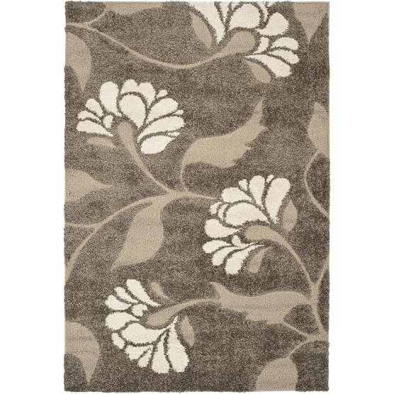 Florida Shag Collection Area Rug - 8'6" x 12', Smoke & Beige, Floral Design, Non-Shedding & Easy Care, 1.2-inch Thick Ideal for High Traffic Areas in Living Room, Bedroom (SG459-7913)