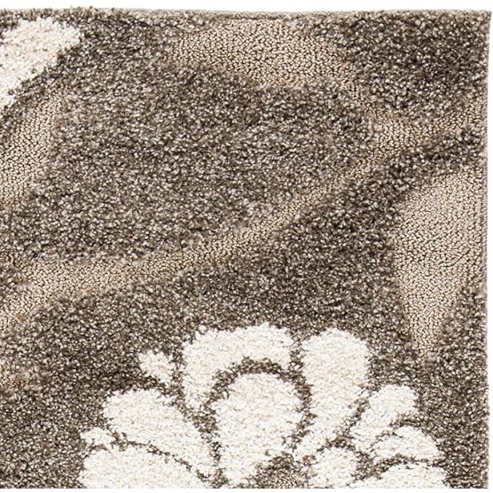 Florida Shag Collection Area Rug - 8'6" x 12', Smoke & Beige, Floral Design, Non-Shedding & Easy Care, 1.2-inch Thick Ideal for High Traffic Areas in Living Room, Bedroom (SG459-7913)