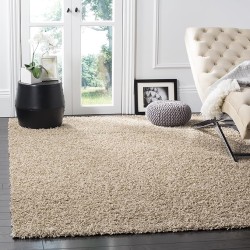 Athens Shag Collection Area Rug - 8' x 10', Beige, Non-Shedding & Easy Care, 1.5-inch Thick Ideal for High Traffic Areas in Living Room, Bedroom (SGA119G)