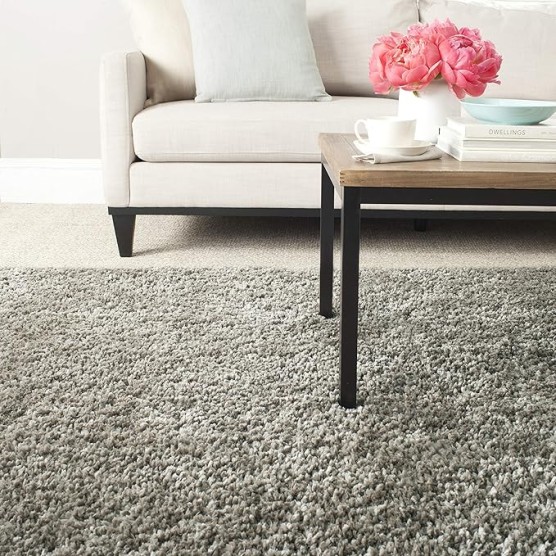 Popcorn Shag Collection Area Rug - 8'6" x 12', Silver, Handmade, 1.8-inch Thick Ideal for High Traffic Areas in Living Room, Bedroom (SG267C)
