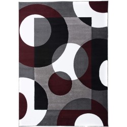 Modern Circles Carpet Easy Maintenance for Home Office,Living Room,Bedroom,Kitchen Soft Area Rug 9' x 12' Burgundy