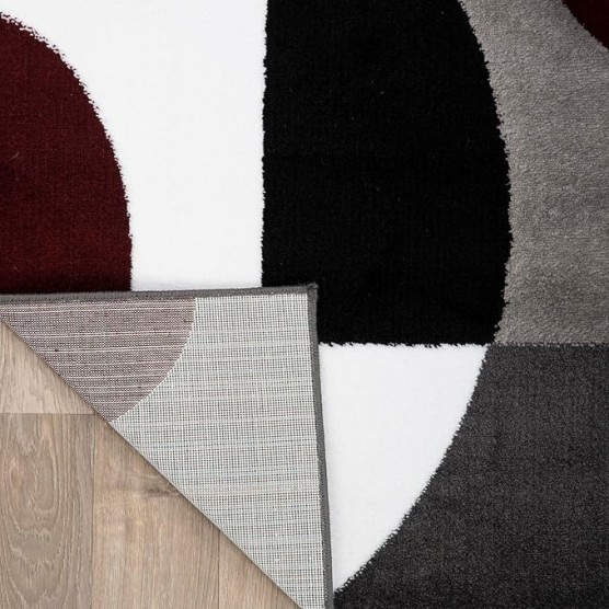 Modern Circles Carpet Easy Maintenance for Home Office,Living Room,Bedroom,Kitchen Soft Area Rug 9' x 12' Burgundy