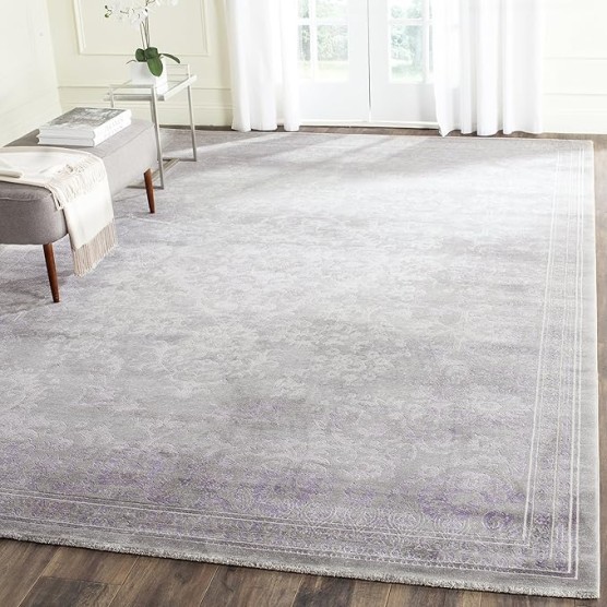 Passion Collection Area Rug - 8' x 11', Grey & Lavender, Vintage Distressed Design, Non-Shedding & Easy Care, Ideal for High Traffic Areas in Living Room, Bedroom (PAS402G)