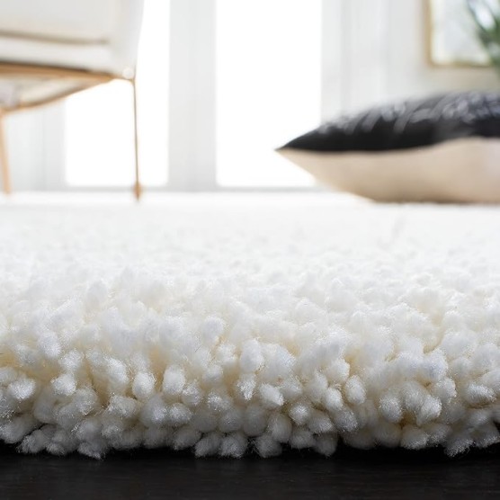 Ultimate Shag Collection 8' x 10' Ivory SGU211B Handmade Solid 1.6-inch Thick Area Rug