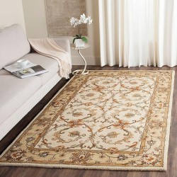 Heritage Collection Area Rug - 9' x 12', Beige & Gold, Handmade Traditional Oriental Wool, Ideal for High Traffic Areas in Living Room, Bedroom (HG967A)