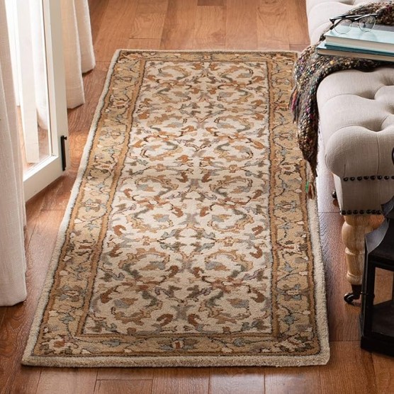 Heritage Collection Area Rug - 9' x 12', Beige & Gold, Handmade Traditional Oriental Wool, Ideal for High Traffic Areas in Living Room, Bedroom (HG967A)
