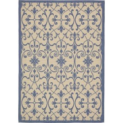 Outdoor Botanical Collection Area Rug - Gate (8' x 11' 4" Rectangle, Blue/ Beige)