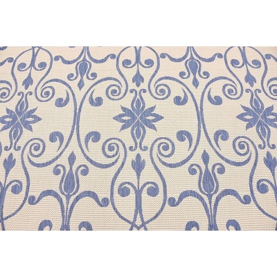 Outdoor Botanical Collection Area Rug - Gate (8' x 11' 4" Rectangle, Blue/ Beige)