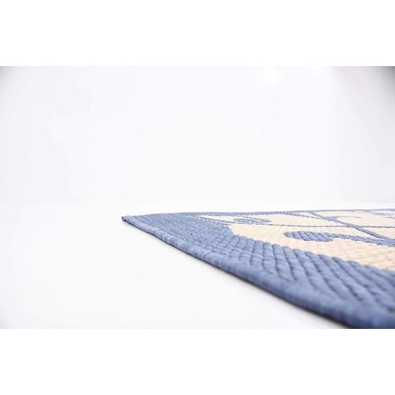 Outdoor Botanical Collection Area Rug - Gate (8' x 11' 4" Rectangle, Blue/ Beige)