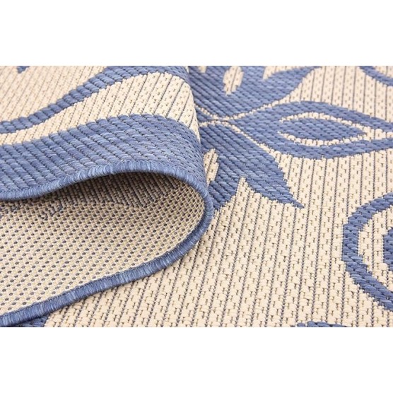 Outdoor Botanical Collection Area Rug - Gate (8' x 11' 4" Rectangle, Blue/ Beige)