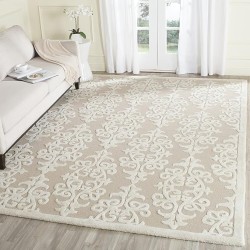 Bella Collection Area Rug - 9' x 12', Sand & Ivory, Handmade Wool & Viscose, Ideal for High Traffic Areas in Living Room, Bedroom (BEL127B)