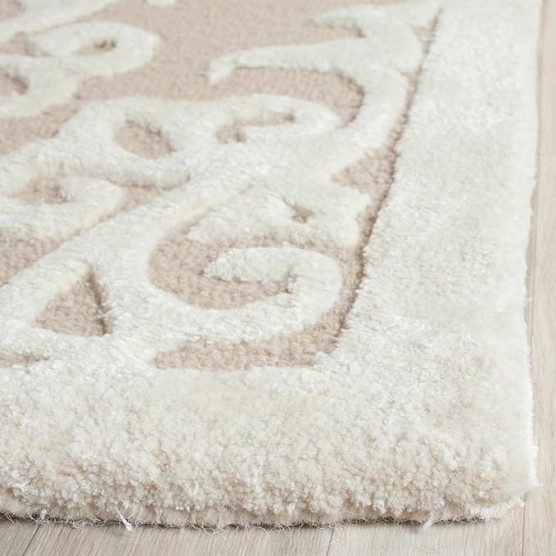 Bella Collection Area Rug - 9' x 12', Sand & Ivory, Handmade Wool & Viscose, Ideal for High Traffic Areas in Living Room, Bedroom (BEL127B)