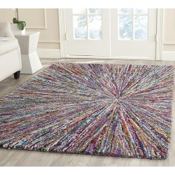Nantucket Collection Area Rug - 9' x 12', Multi, Handmade Boho Abstract Burst Cotton, Ideal for High Traffic Areas in Living Room, Bedroom (NAN319A)