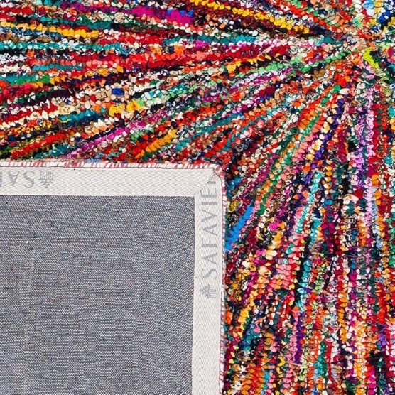 Nantucket Collection Area Rug - 9' x 12', Multi, Handmade Boho Abstract Burst Cotton, Ideal for High Traffic Areas in Living Room, Bedroom (NAN319A)