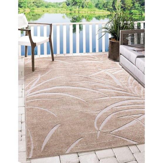Outdoor Botanical Collection Area Rug - Orlando (8' x 10' Rectangle, Beige/ Cream)