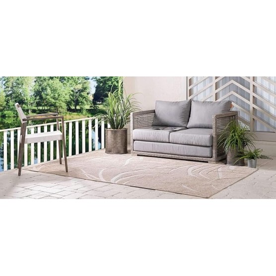 Outdoor Botanical Collection Area Rug - Orlando (8' x 10' Rectangle, Beige/ Cream)