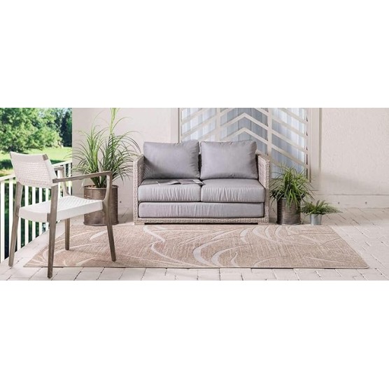 Outdoor Botanical Collection Area Rug - Orlando (8' x 10' Rectangle, Beige/ Cream)