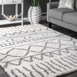 Renata Moroccan Shag Area Rug, 8x10, Grey