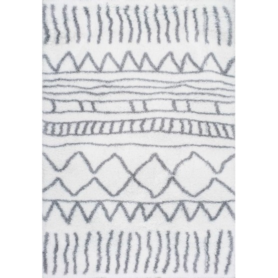 Renata Moroccan Shag Area Rug, 8x10, Grey