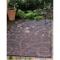 Outdoor Botanical Collection Area Rug - Vine (9' x 12' 2" Rectangle, Chocolate Brown/ Black)