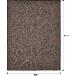 Outdoor Botanical Collection Area Rug - Vine (9' x 12' 2" Rectangle, Chocolate Brown/ Black)