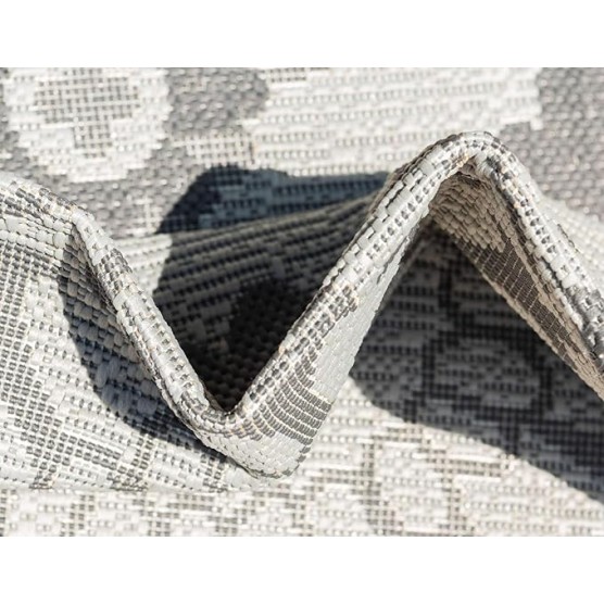 Outdoor Botanical Collection Area Rug - Medallion (9' x 12' Rectangle, Gray/ Silver)