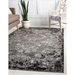 Outdoor Botanical Collection Area Rug - Manchester (9' x 12' 2" Rectangle, Light Gray/ Black)