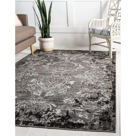 Outdoor Botanical Collection Area Rug - Manchester (9' x 12' 2" Rectangle, Light Gray/ Black)
