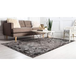 Outdoor Botanical Collection Area Rug - Manchester (9' x 12' 2" Rectangle, Light Gray/ Black)