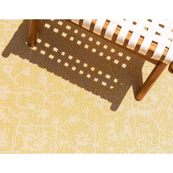 Outdoor Botanical Collection Area Rug - Allover (7' 1" x 10' Rectangle, Yellow/ Beige)