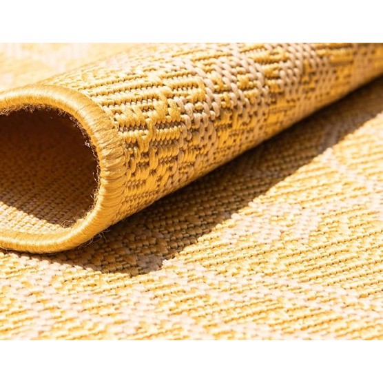 Outdoor Botanical Collection Area Rug - Allover (7' 1" x 10' Rectangle, Yellow/ Beige)